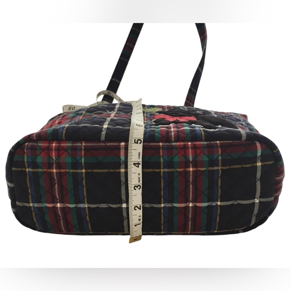 RARE Vera Bradley Scottie Dog Tote Shoulder Bag  Quilted Plaid Winter Snowflake - Picture 8 of 9